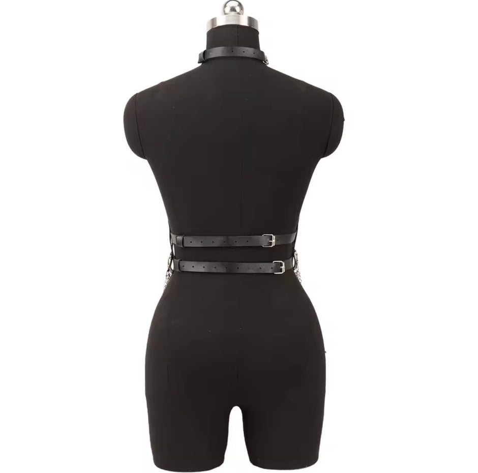 Women Sexy Body Chains Waist Belt With Chains PU Leather Harness