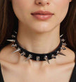 Gothic Punk Rock Spiked Leather Necklace Choker