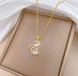 Women Inlaid Rhinestone Cat Fashion Light Luxury Style Elegant Necklace