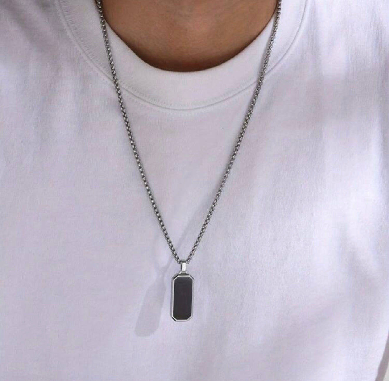Men Solid Stainless Steel Pendant Necklace
