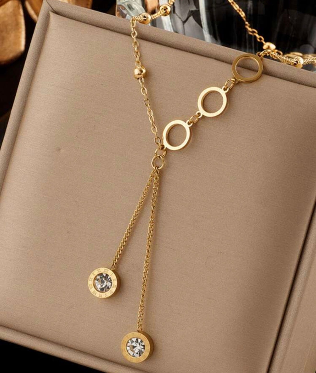 Women Stainless Steel Inlaid Cubic Zirconia Necklace