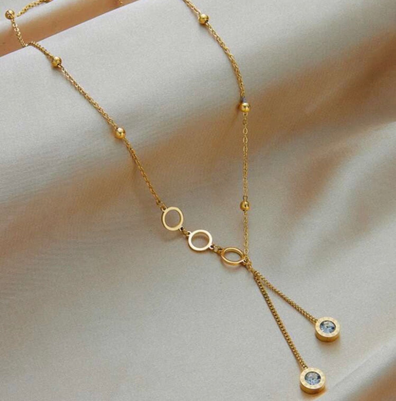 Women Stainless Steel Inlaid Cubic Zirconia Necklace