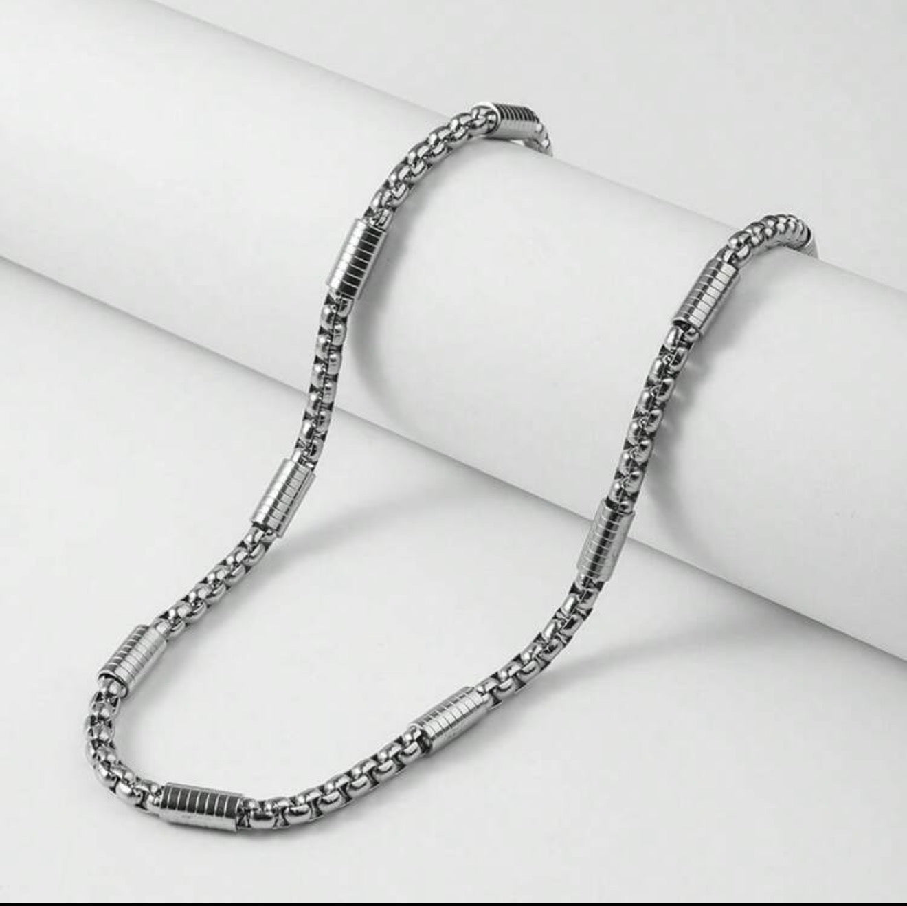 Men Stainless Steel Charm Silver Chain Necklace