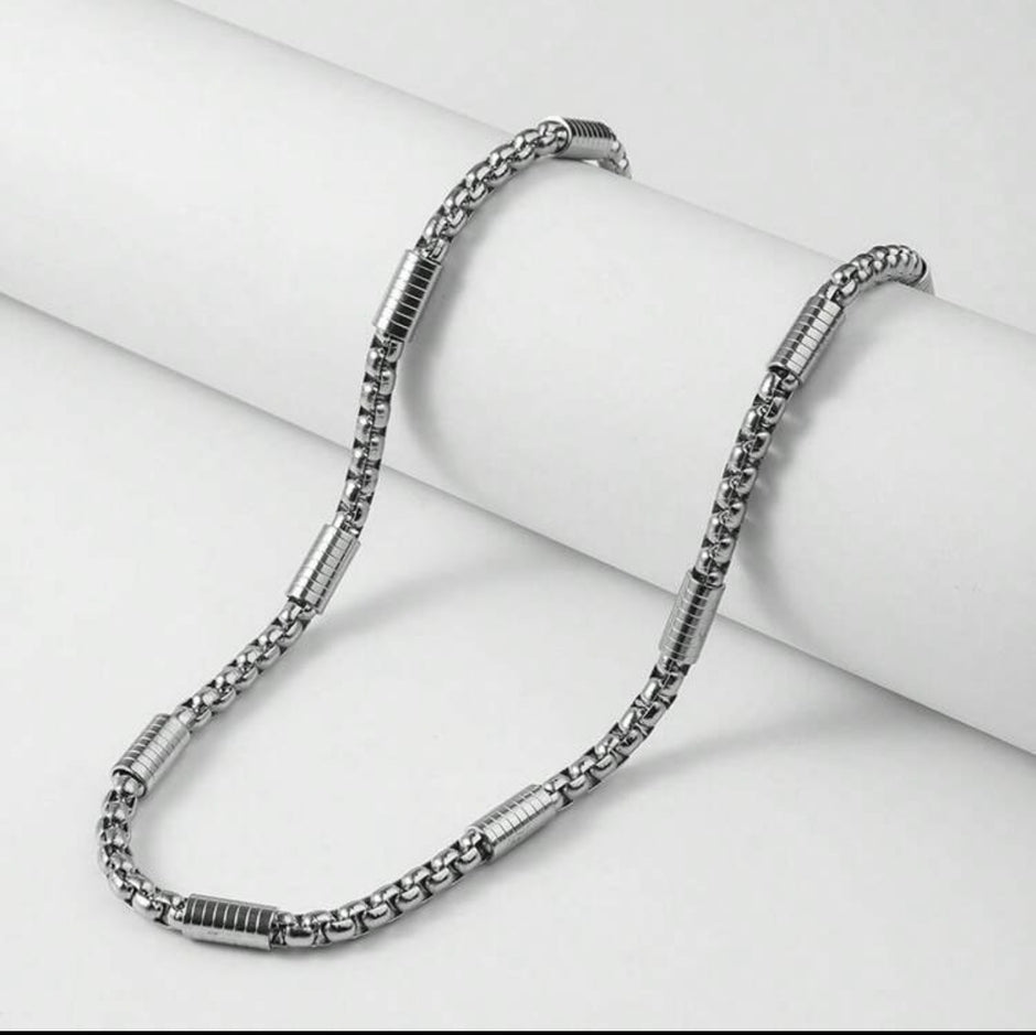 Men Stainless Steel Charm Silver Chain Necklace