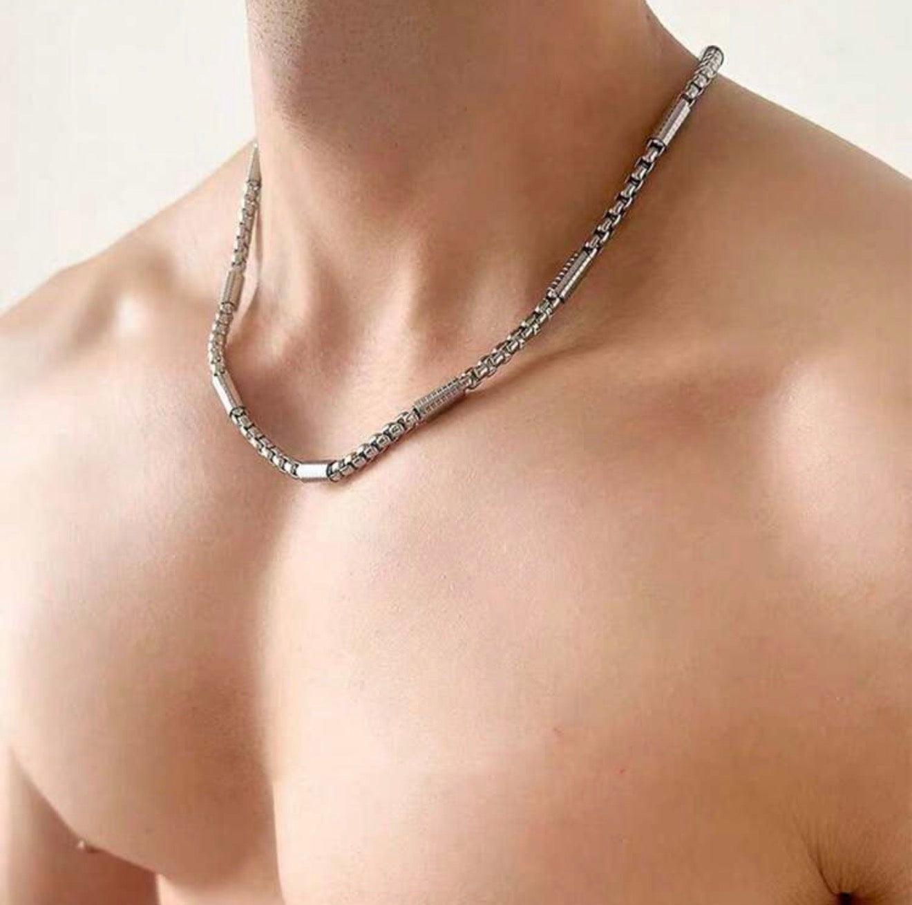 Men Stainless Steel Charm Silver Chain Necklace
