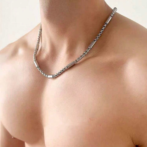 Men Stainless Steel Charm Silver Chain Necklace