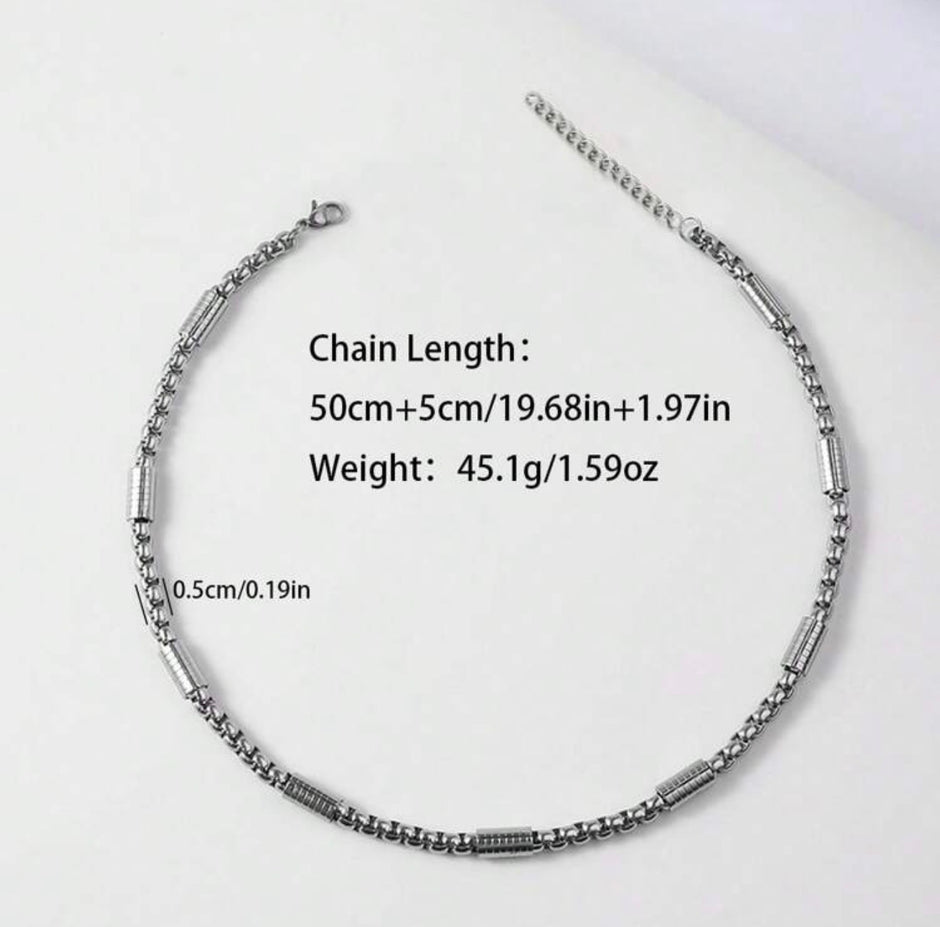 Men Stainless Steel Charm Silver Chain Necklace