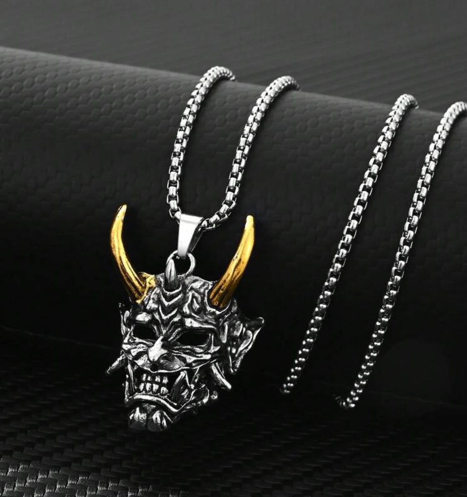 Men Stainless Steel Punk Mask Pendant Necklace