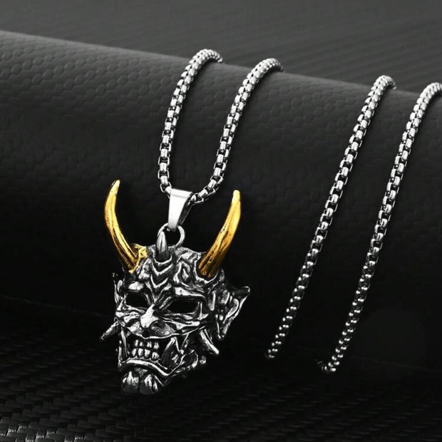 Men Stainless Steel Punk Mask Pendant Necklace