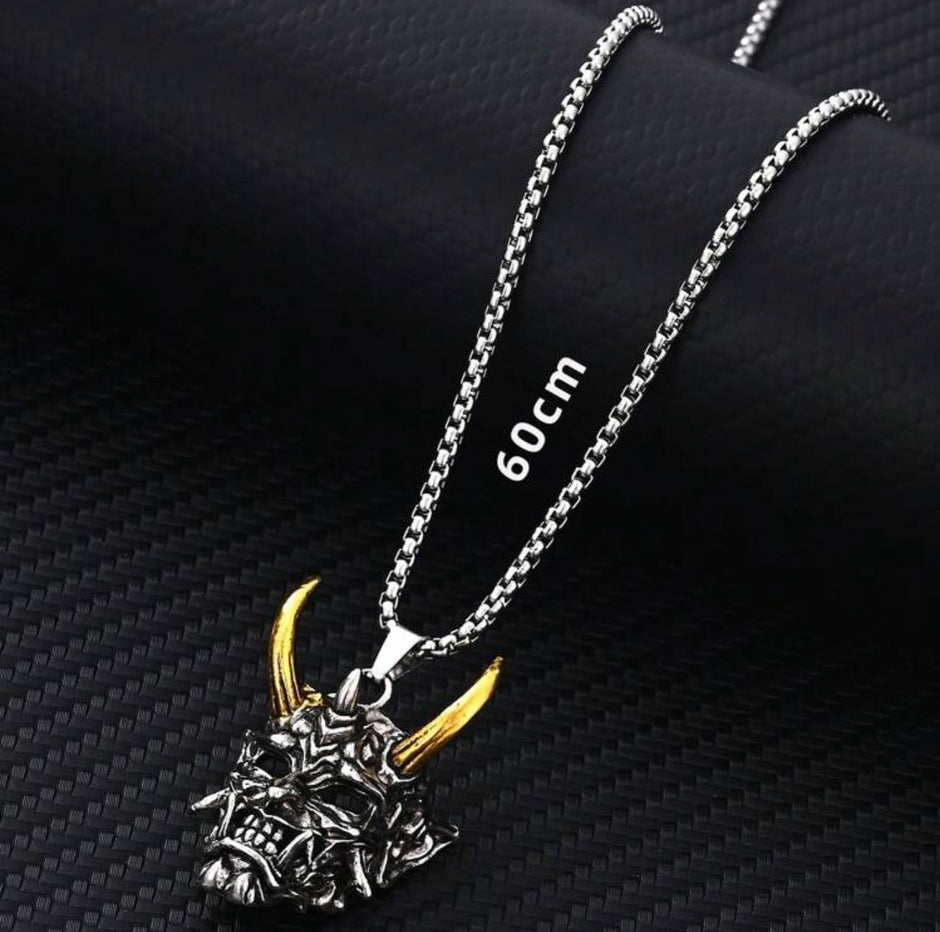 Men Stainless Steel Punk Mask Pendant Necklace