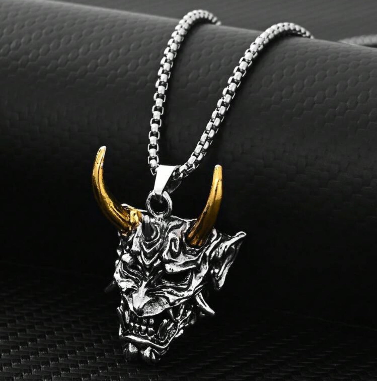 Men Stainless Steel Punk Mask Pendant Necklace