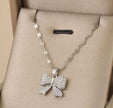 Full Rhinestone Bowknot Stainless Steel Women's Pendant Necklace