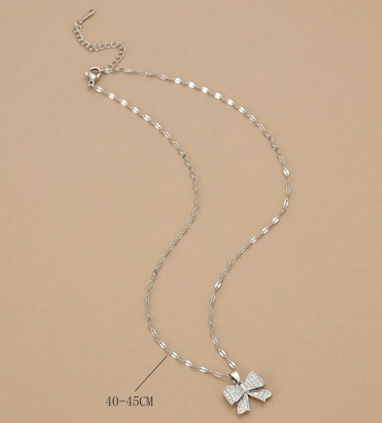 Full Rhinestone Bowknot Stainless Steel Women's Pendant Necklace