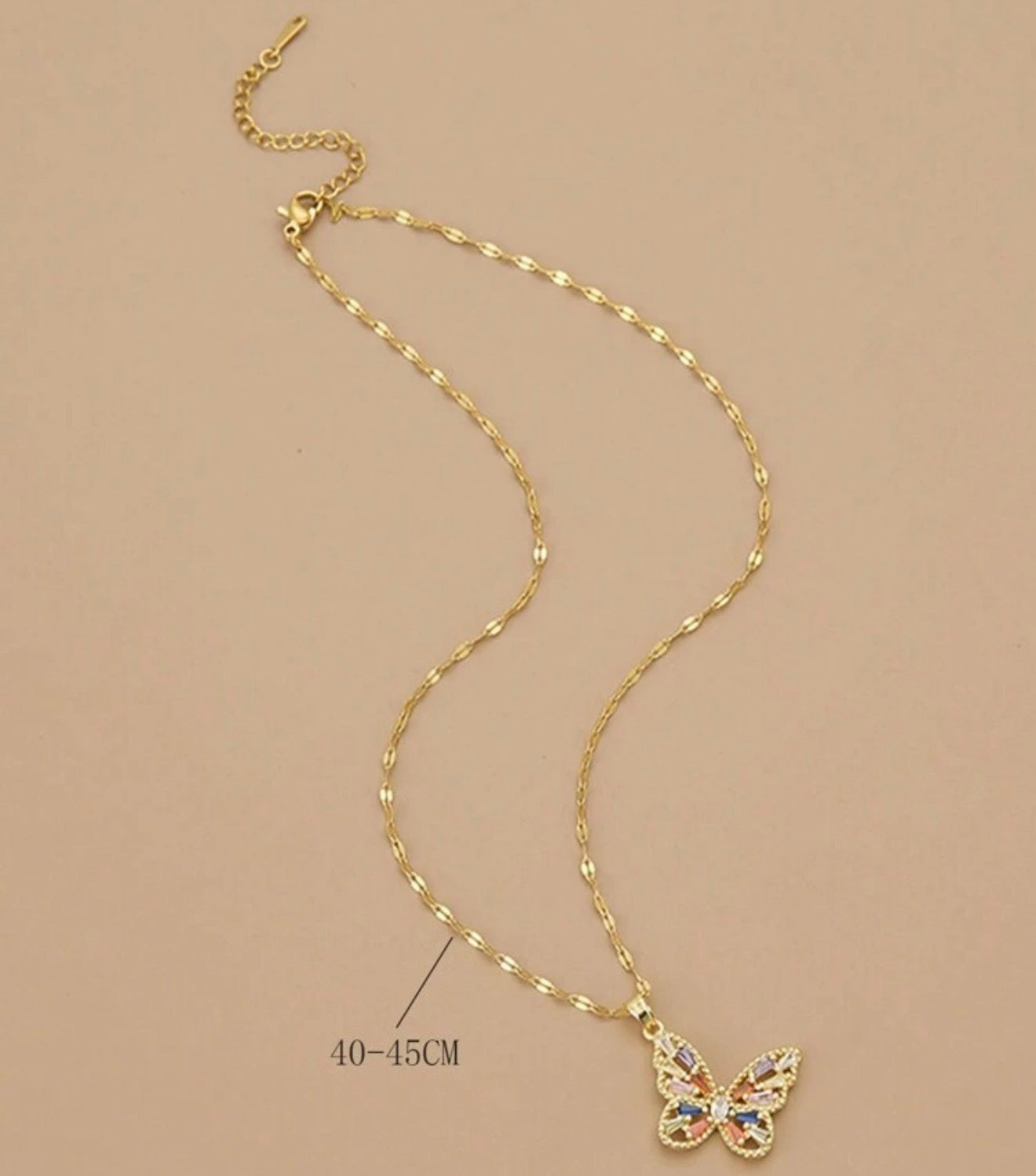 Women Zirconia Butterfly Stainless Steel Necklace