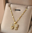 Full Rhinestone Bowknot Stainless Steel Women's Pendant Necklace