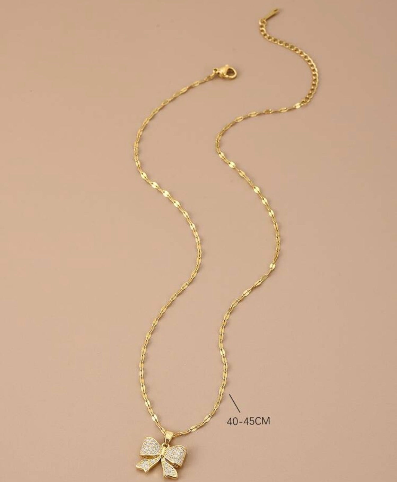 Full Rhinestone Bowknot Stainless Steel Women's Pendant Necklace