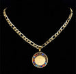 Unisex Colorful Crystal Saint Benedict Stainless Steel Medal Necklace