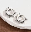 1Pair Men Stainless Steel Spiked Decor Hoop Earrings