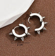 1Pair Men Stainless Steel Spiked Decor Hoop Earrings