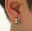 1Pair Men Simple Stainless Steel Silver Earrings