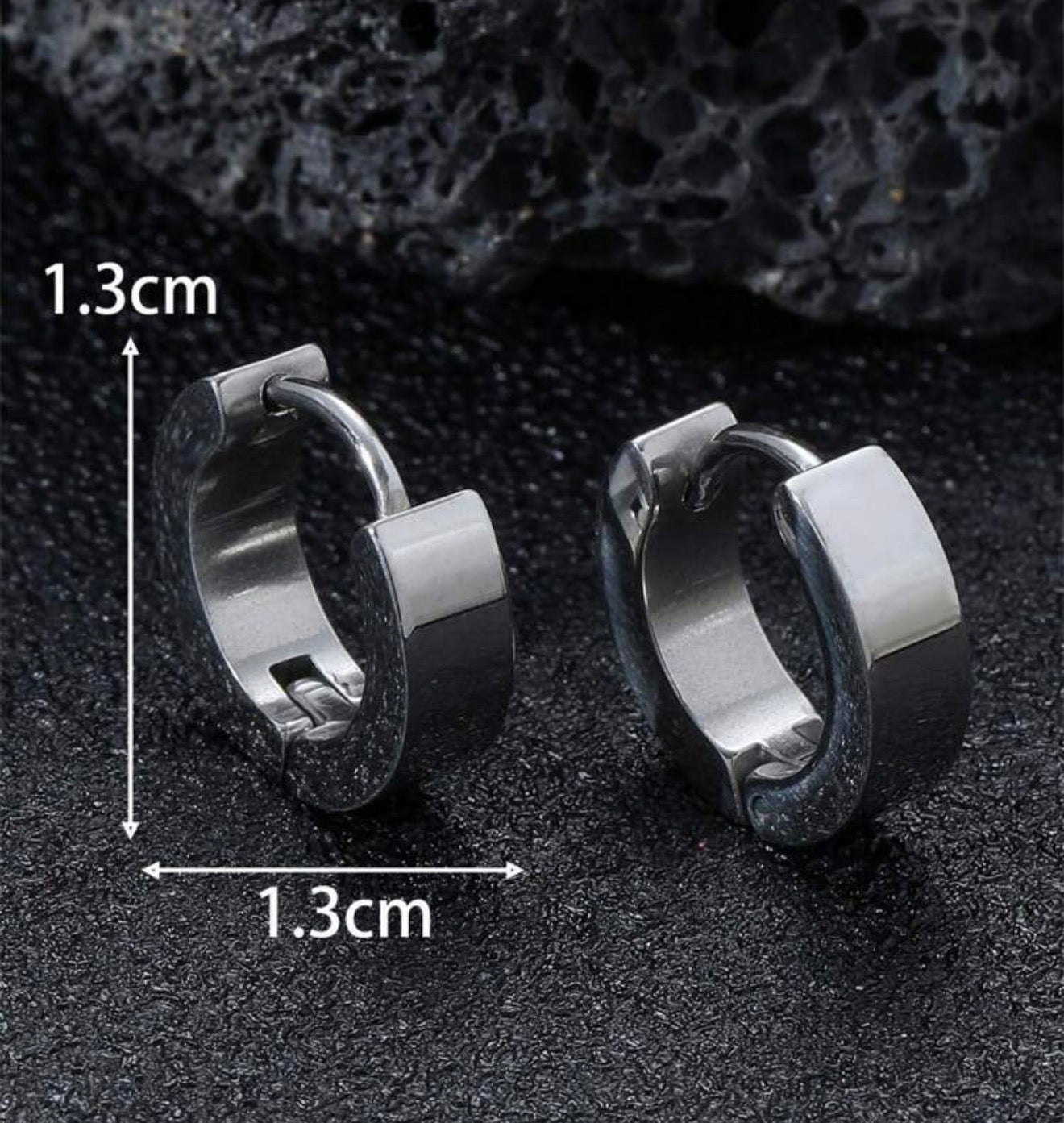 1Pair Men Simple Stainless Steel Silver Earrings