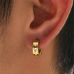 1Pair Men Simple Stainless Steel Gold Earrings