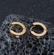 1Pair Men Simple Stainless Steel Gold Earrings