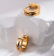 1Pair Men Simple Stainless Steel Gold Earrings