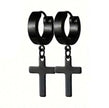 1Pair Men Stainless Steel Cross Design Hoop Earrings
