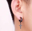 1Pair Men Stainless Steel Cross Design Hoop Earrings
