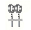 1Pair Men Stainless Steel Cross Design Hoop Earrings