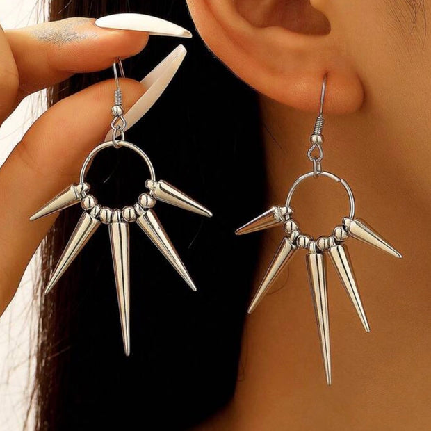 1Pair Women Punk Rock Spiked CCB Dangle Earrings