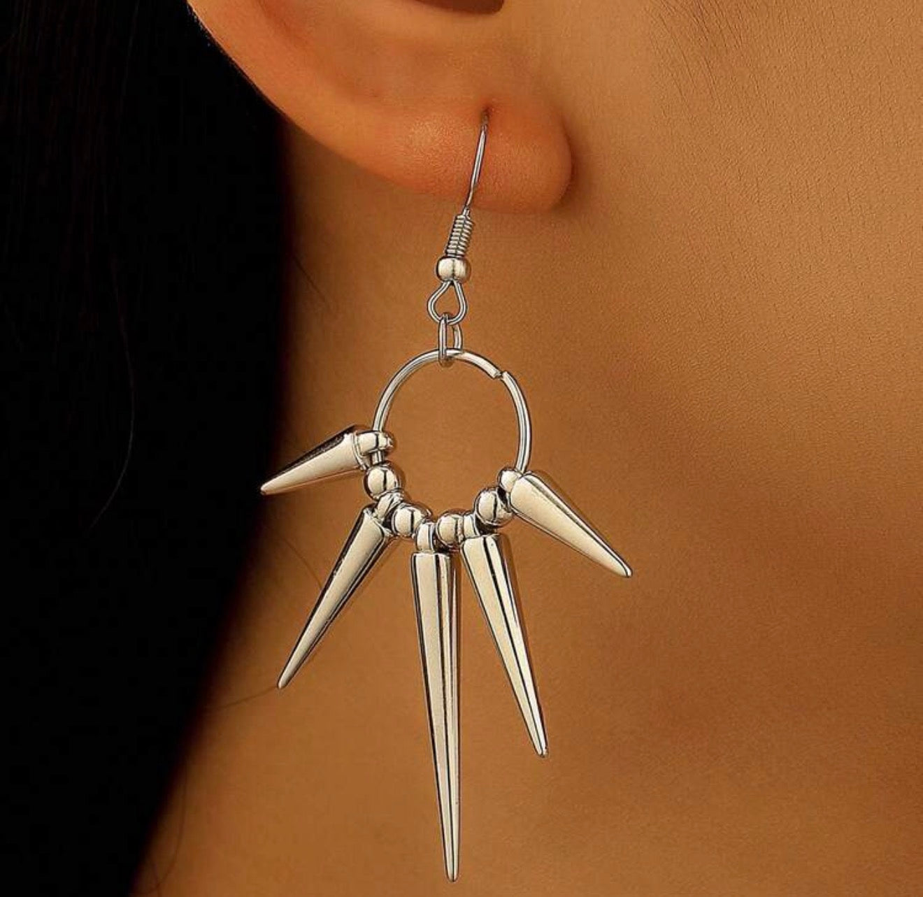 1Pair Women Punk Rock Spiked CCB Dangle Earrings