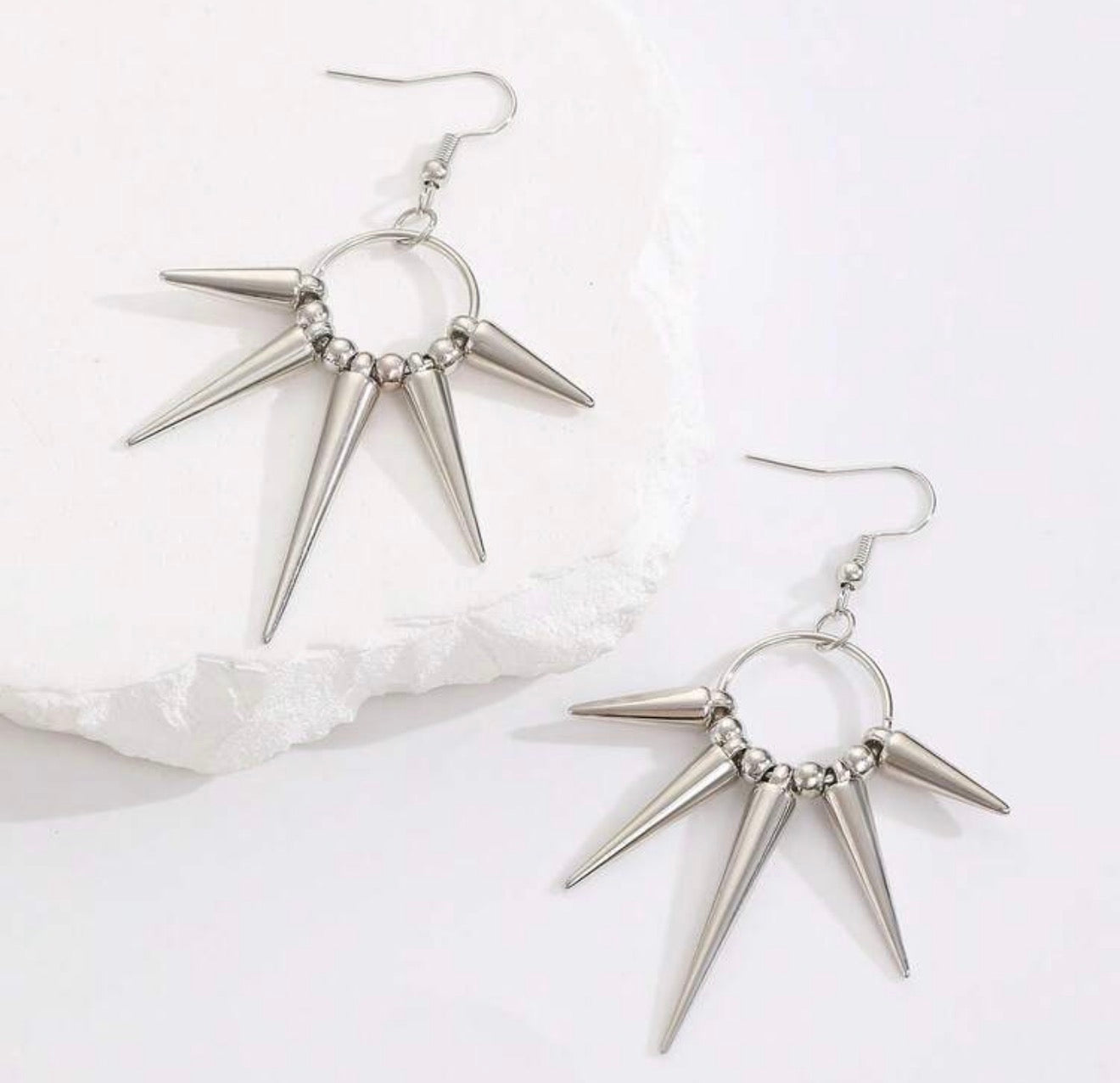 1Pair Women Punk Rock Spiked CCB Dangle Earrings