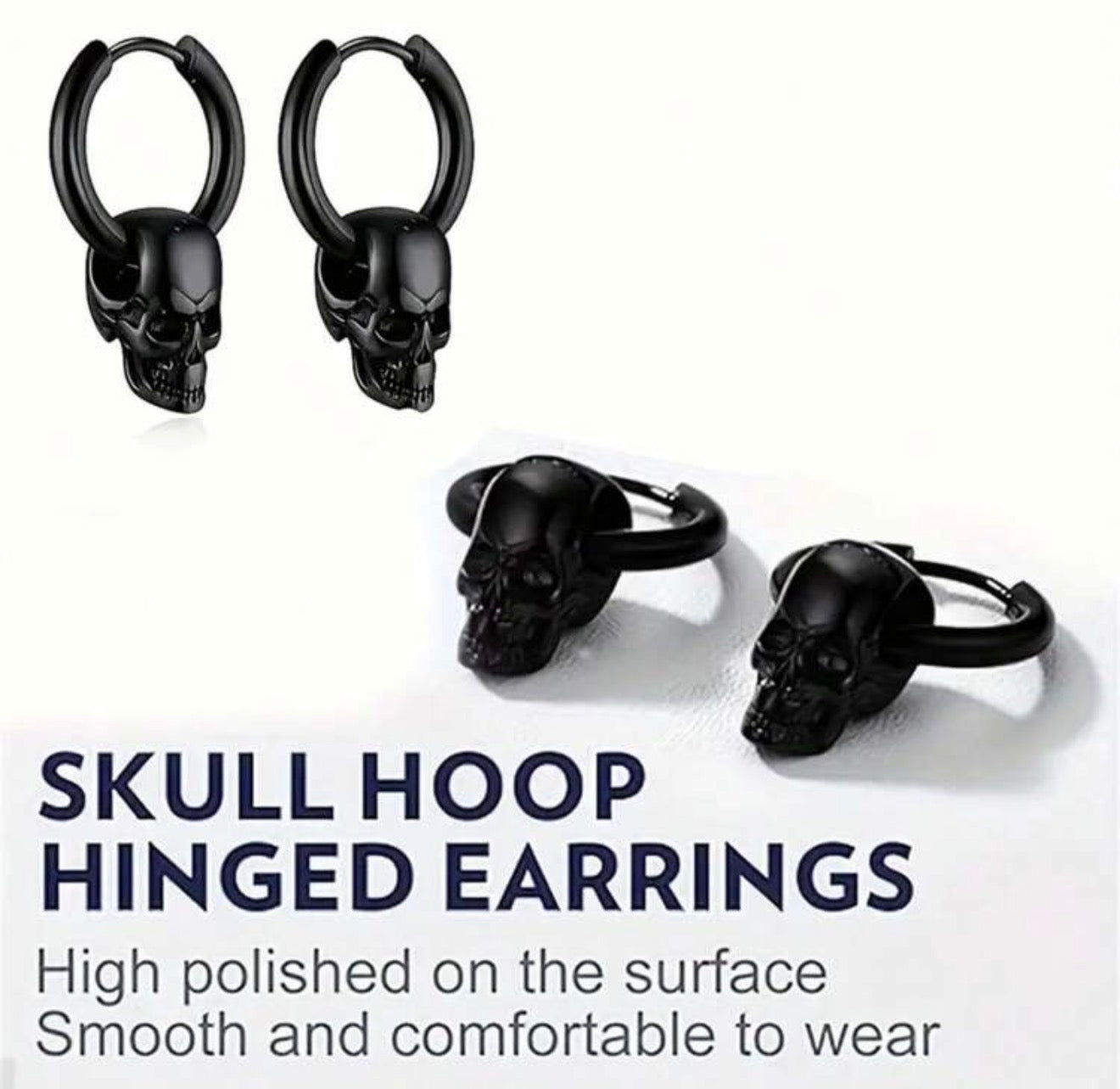 1Pair Men Stainless Steel Vintage Skull Earrings