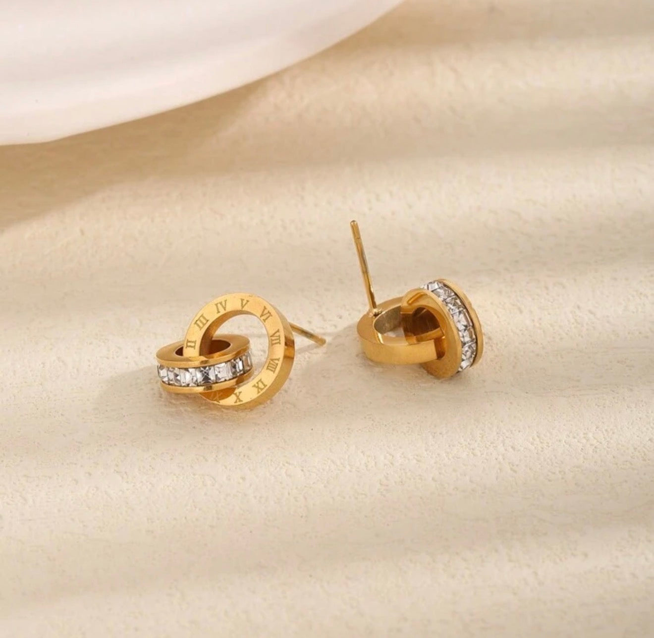 1Pair Stainless Steel Square Cubic Zirconia Earring