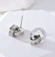 1Pair Stainless Steel Square Cubic Zirconia Earring