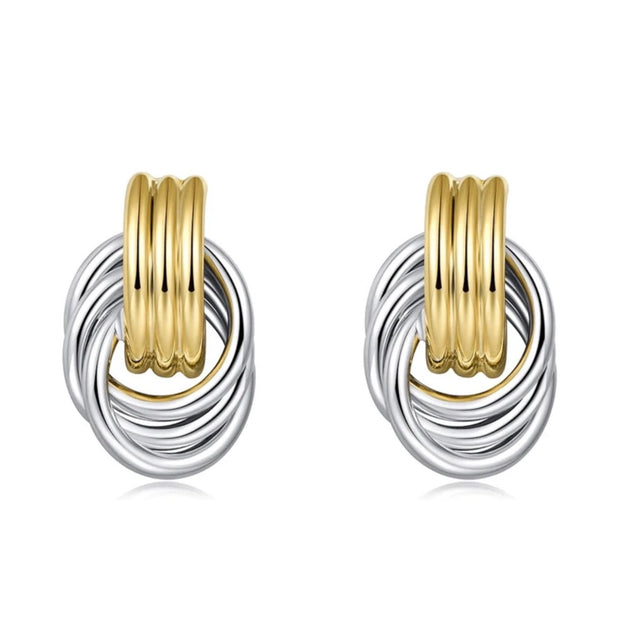 1Pair Women Stainless Steel Knot Design Chunky Earring