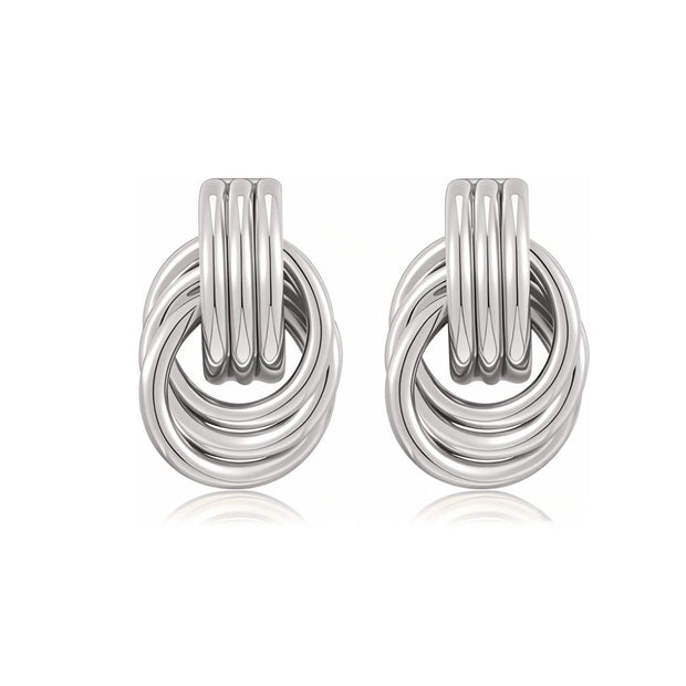 1Pair Women Stainless Steel Knot Design Chunky Earring