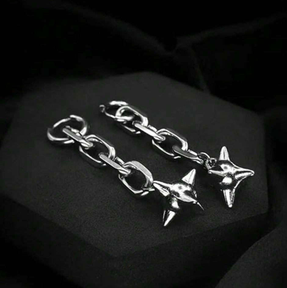 1Pair Unisex Stainless Steel Chain Ball Drop Earrings