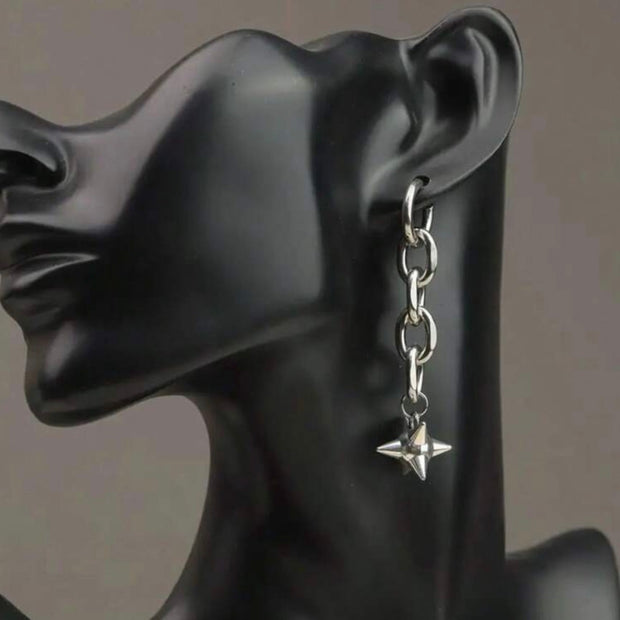 1Pair Unisex Stainless Steel Chain Ball Drop Earrings