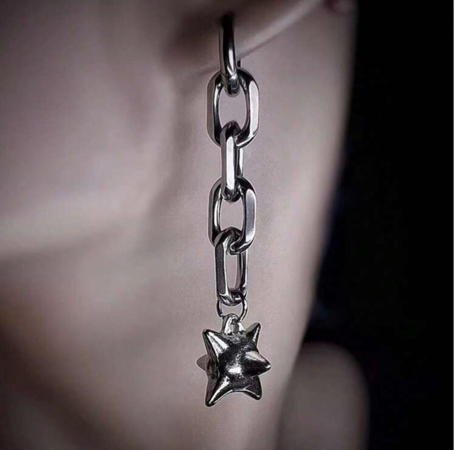 1Pair Unisex Stainless Steel Chain Ball Drop Earrings