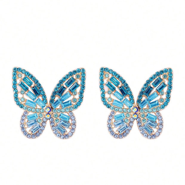 Women Rhinestone Butterfly Decor Stud Earring
