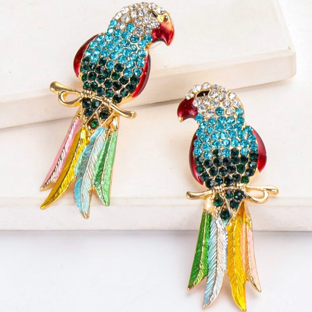 Women Rhinestone Bird Design Stud Earring
