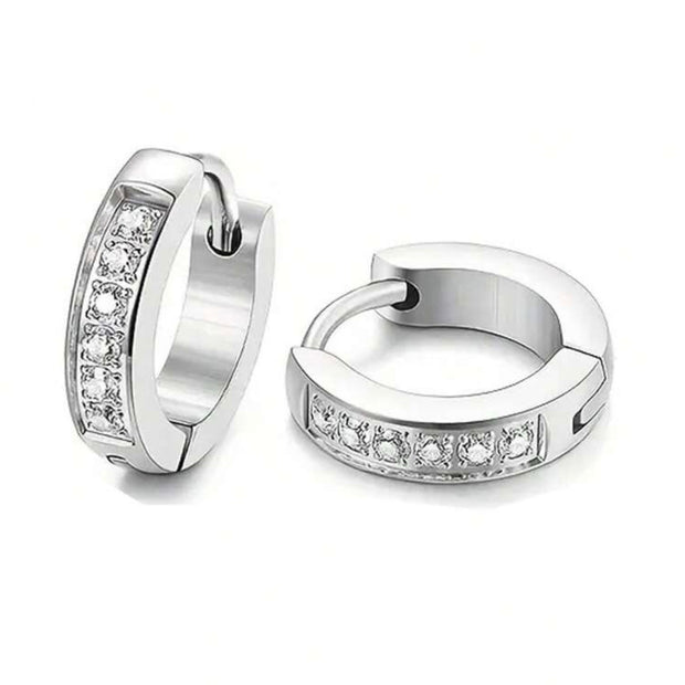 Unisex Stainless Steel Hoop Ring Earrings