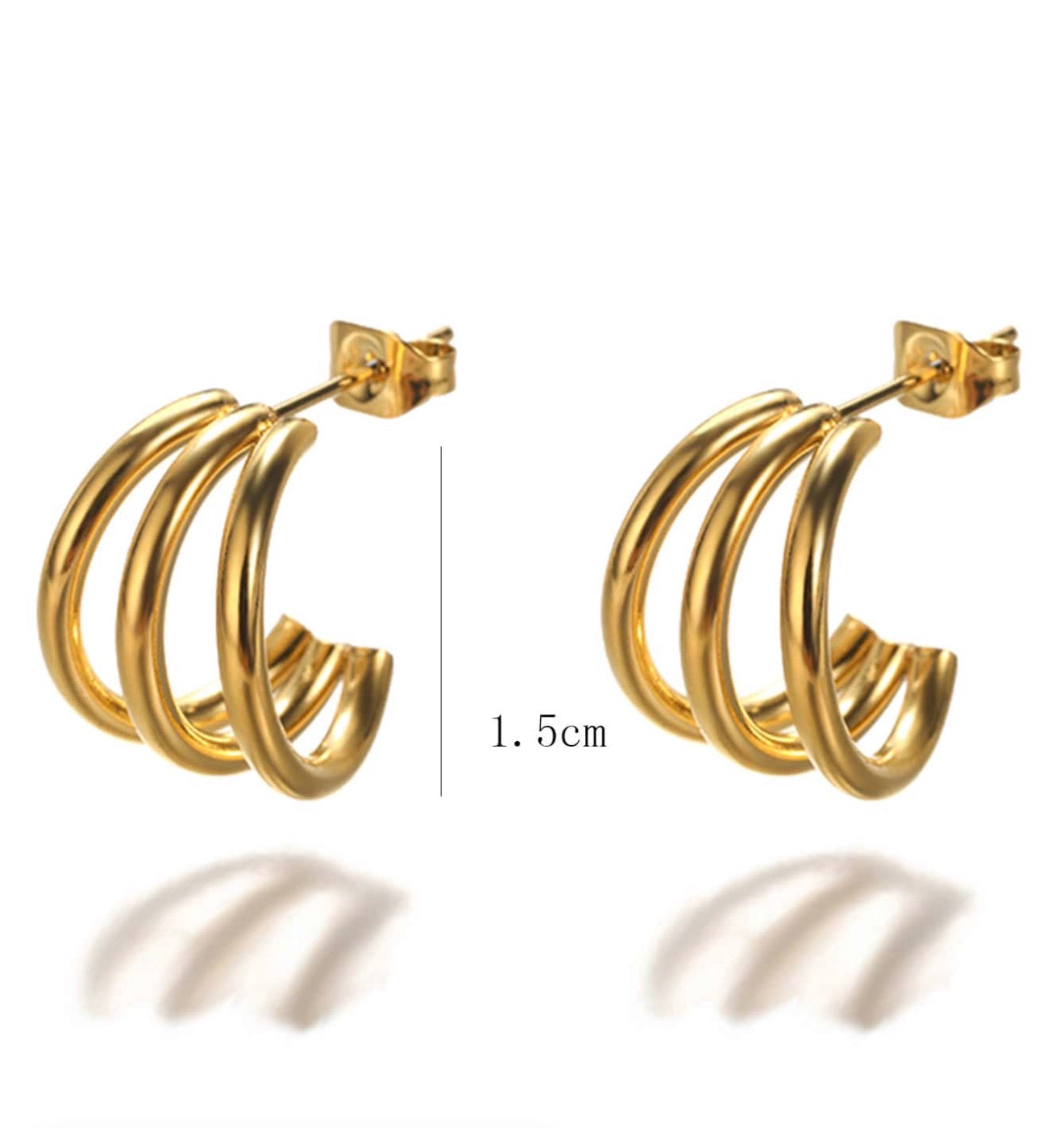 1Pair Women Stainless Steel C-shaped Curved Line Earrings