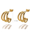 1Pair Women Stainless Steel C-shaped Curved Line Earrings