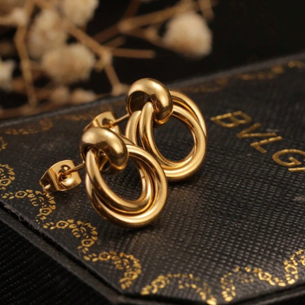 1Pair Women Stainless Steel Twisted Hoop Earrings