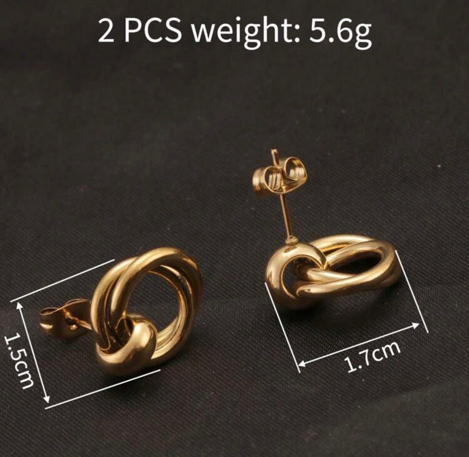 1Pair Women Stainless Steel Twisted Hoop Earrings