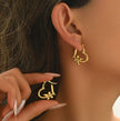1Pair Women Stainless Steel Heart Shaped Earrings